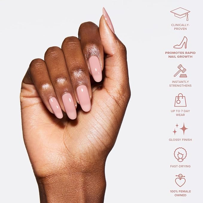 Static Nails 5-in-1 Rapid Growth Treatment Polish, Clinically Proven Hardener & Strengthener, Built-in Top & Base Coat, Quick Dry Formula, Repairs & Lengthens – Barely There (Milky Brown) 0.4 Fl Oz