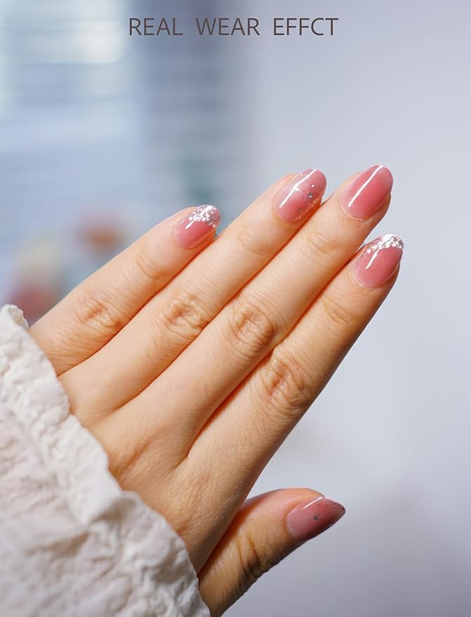 Nail Polish Strips – 32PCS UV Free Salon Quality Wraps, Long Lasting Gel Nail Stickers for Women (Blushing Pearl Pink)