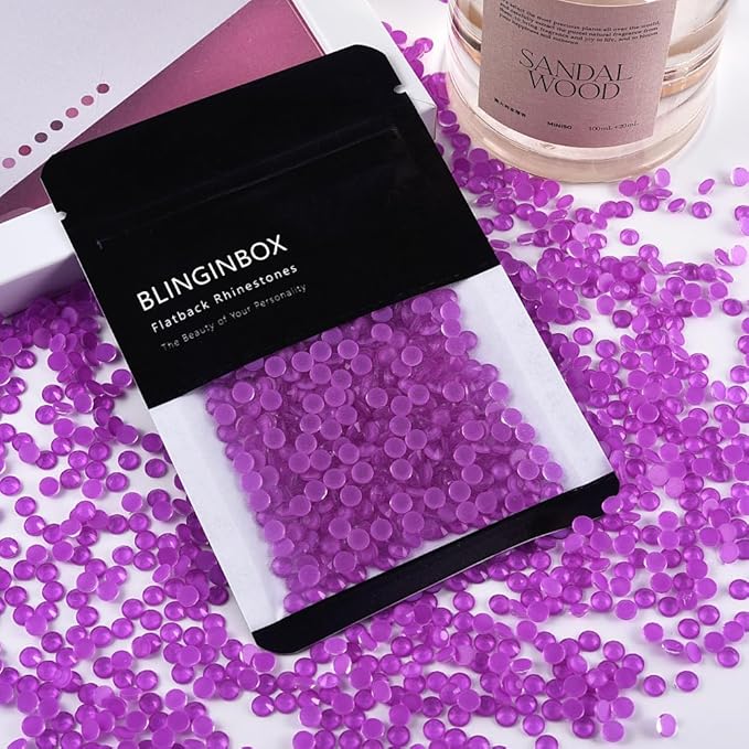 Blinginbox Flatback Rhinestones Round Gems, 1440pcs Luminous Series Glass Stones Neon Gems Non Hotfix Crystal Rhinestones for Nail Charms Crafts Clothes Tumblers,New Amethyst neon,SS6.