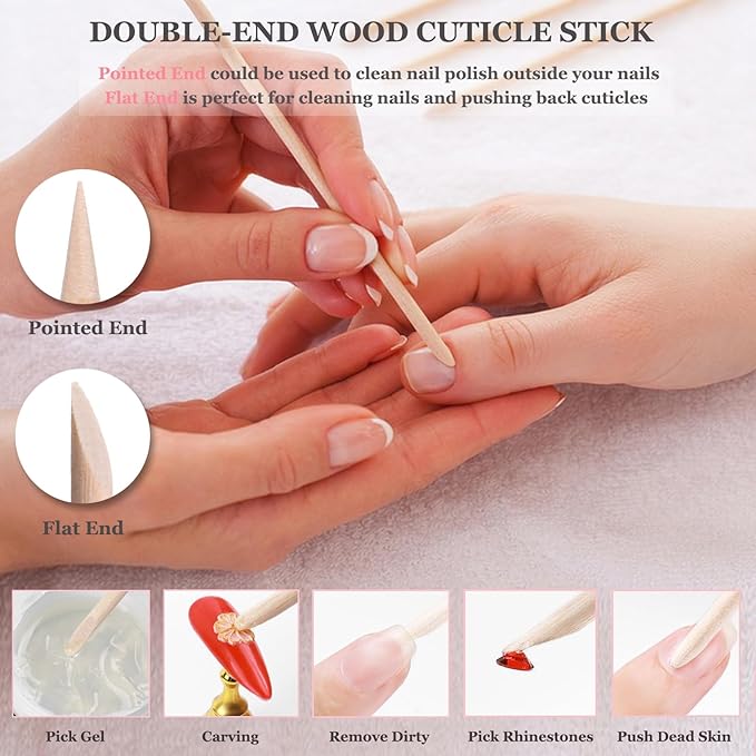 20PCS Press On Nail Tool Kit: Nail Prep Kit with Glue, Remover, Mini File, Buffer, Prep Pad, Adhesive Tabs, Wood Stick, Instruction Card