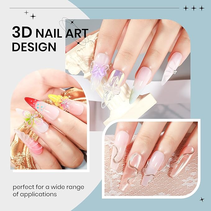 Clear 3d Nail Gel Sculpting Gel, Non Stick Hand Moding Gels for Nails with 3D Silicone Nail Art Molds Solid Builder Sculpture Hard Gels for Extend Home DIY Manicure