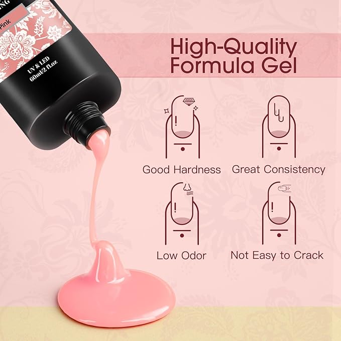 ROSALIND 2 oz Poly Nail Gel Millennial, Pink Poly Extension Gels Jelly Color Builder Pink Gel Quick Building Acrylic Nails Poly Extension Thickening Nail Art Trendy Beauty