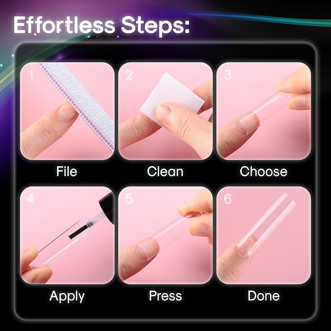 Flattened No C Curve, XXL Square Nail Tips, Half Matte Clear Half Cover Tapered Square Straight Flat Tips for Acrylic Nails Salons Home DIY Extensions(12 Sizes 240PCS)