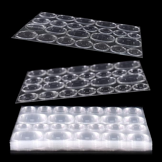 Allstarry 288pcs (12 Sheets) Nail Adhesive Tabs - Large Size, Waterproof, Breathable, Double-Sided, Super Sticky, Transparent, Flexible for Manicure