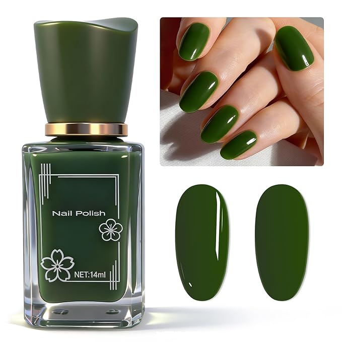 Nail Polish Avocado Green, 14 ML Quick Dry Nail Polish for Nail Art DIY Manicure at Home, Chip Resistant Nail Lacquer for Nail Art Varnish, Long Lasting, BOG111