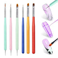 AIJIMEI Nail Art Brushes, 6pcs Nail Tool Set, Double Headed Point Color Nail Tools, Long/Short Striped Nail Art Brushes, Suitable For Nail Design.