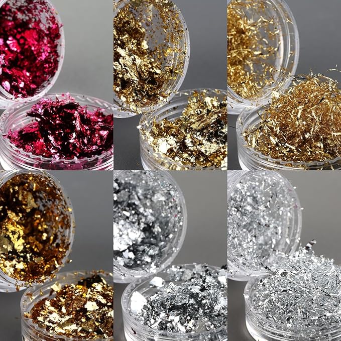 Poly Nail Gel Kit with Gold Nail Foil Flakes