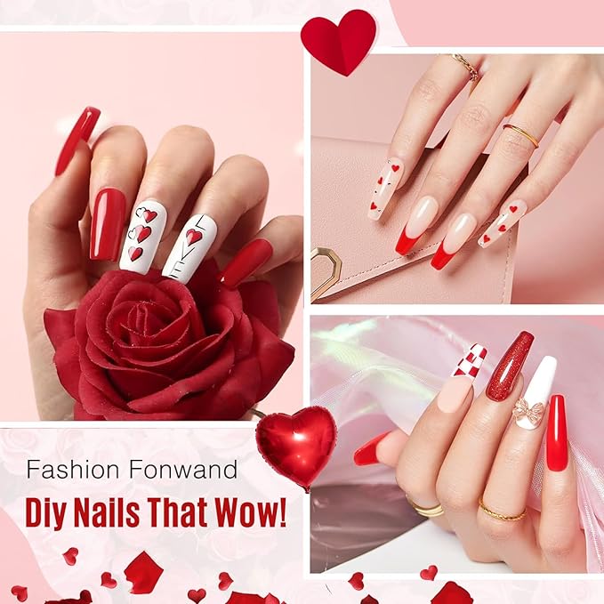 MEFA Red Gel Nail Polish Set, 6 Colors Gel Polish Kit Popular Red Burgundy Glitter Nail Polish Soak Off Rose Dark Red Shimmer Nail Art Design DIY Home Salon Manicure Gifts for Women Girls 2024
