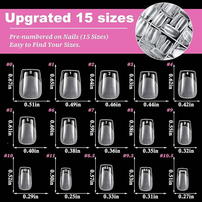 300pc Extra Short Coffin Gel Nail Tips Clear Fake Nail, XS Clear Press on Nails Short Coffin Soft Gel Nail Tips Acrylic Nails Full Cover False Nail Artificial Fingernail for Nail Extension Press-ons