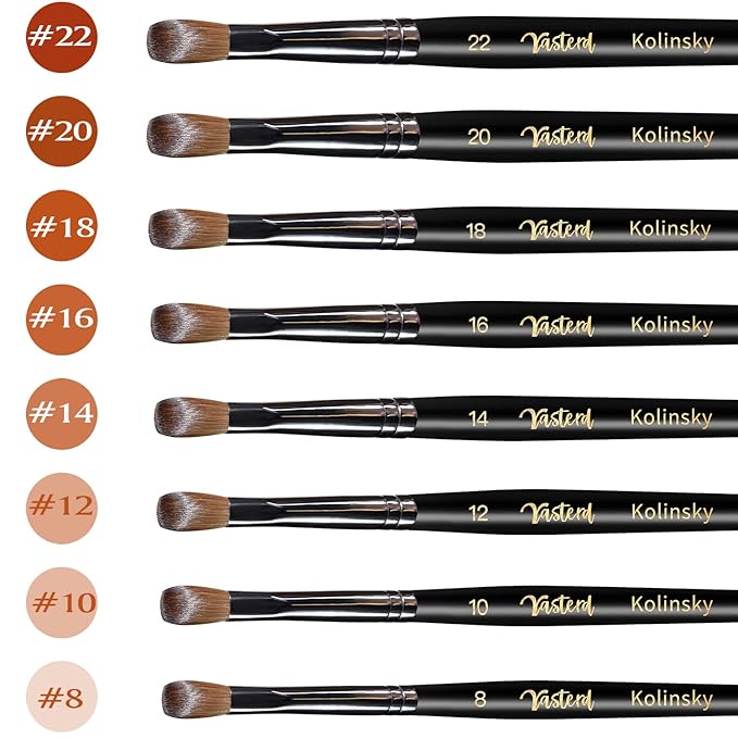 Yasterd Acrylic Nail Brush 100% Kolinsky Brushes for Nails Size 18 Oval Crimped Shaped Brushes for Acrylic Application Black Wood Handle Professional Nail Art Powder Brush Manicure Tool