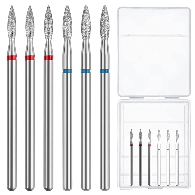 Cuticle Drill Bit,Nail Drill Bits Flame Cuticle Clean Drill Bit for 3/32''Electric Nail File Machine Cuticle Bit Nail Prep Tool (Red Blue-Flame, Flame)