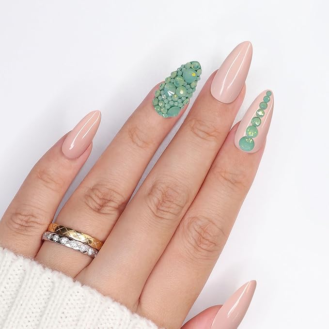 Daily Charme Twinkle Twinkle Round Flatback Crystal Rhinestone for Nail Art (Chrysolite Opal), 1440 PCS, No-Hotfix, (1.4 mm - 4.7 mm), DIY and Salon