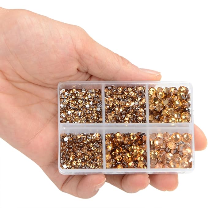 LPBeads 6000 Pieces Topaz and Lt Amethyst Non Hotfix Rhinestones 6 Sizes Round Crystal Glass Flat Back Rhinestones with Tweezers and Picking Pen for Nail Art Crafts Clothes Bags DIY