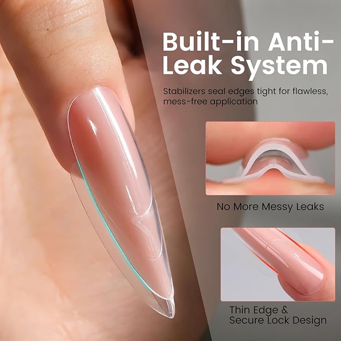 Sandwich Dual Nail Forms: 240PCS Nail Forms for Builder Gel, 15 Sizes Long Stiletto Shape for Women Salon Home DIY