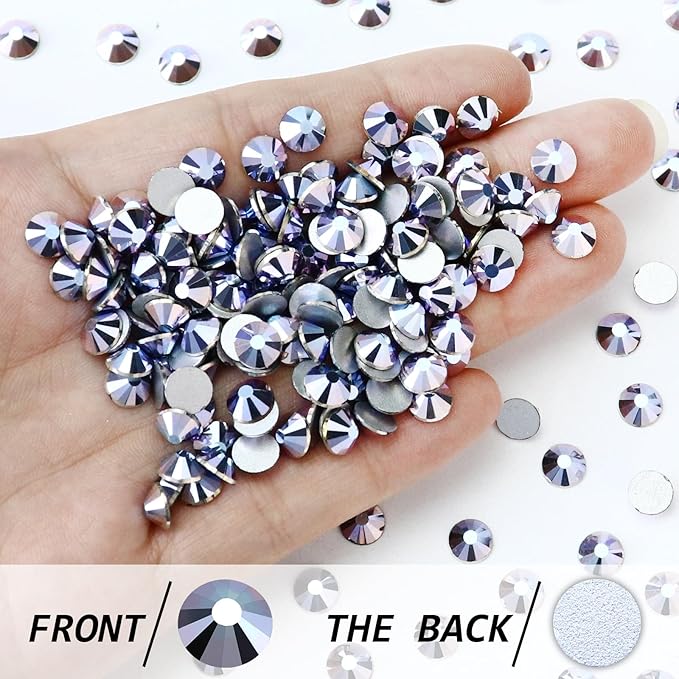 1440PCS SS20 Flatback Crystal Rhinestones Round Gems for Nail Art and Craft Clothes Glue Fix, Blue Lotus Purple (4.6-4.8mm)