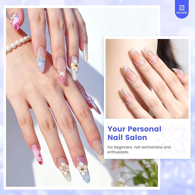 Nail Kit for Beginners with Everything: Professional Nail Acrylic Powder Liquid Set with Practice Finger Drill U V Light in Makeup Bag for Women Salon Home (Blue)