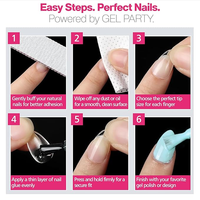 GELPARTY Soft Gel Nail Tips Long Stiletto - 240Pcs Pre-Buffed Matte Full Cover Tips - No Filing Needed, Soak Off Gel Extension System - Clear False Nails (12 Sizes)