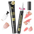UNA GELLA 15ml Quick Drying Semi Solid Nail Glue Gel with 10ml Remover for Press On Nails Tips No Lamp Needed Strong Nail Gel Glue with 2 in 1 Acrylic Nails Remover Long Lasting Fake Nails Kit