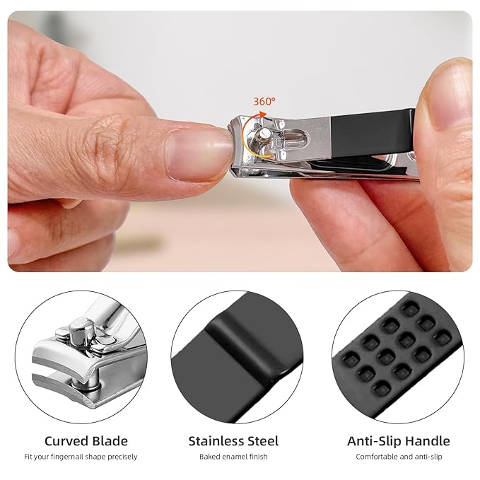 10Pcs Manicure Pedicure Kit Professional Manicure kit for Men Care Nail kit, Mens Nail Care kit,fingernail and toenail Clippers with Portable Luxurious Travel Case (Black)