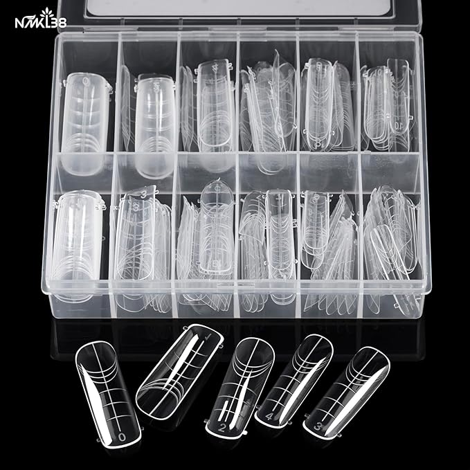NMKL38 120PCS Dual Nail Forms 12 Sizes Full Cover Nail Molds With Scale Nail Art Design for Salon DIY at Home