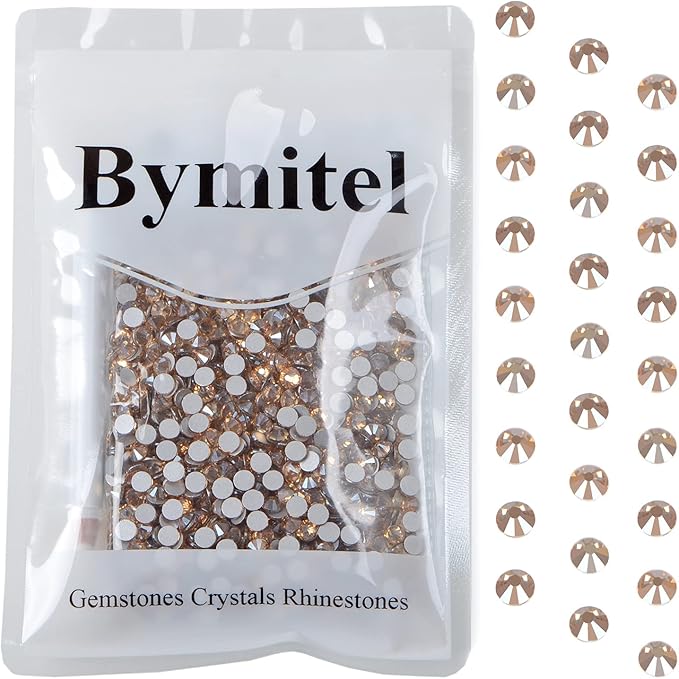 1440PCS Art Nail Rhinestones Non Hotfix Glue Fix Round Crystals Glass Flatback for DIY Jewelry Making with one Picking Pen (ss20 1440pcs, Lt. Peach)
