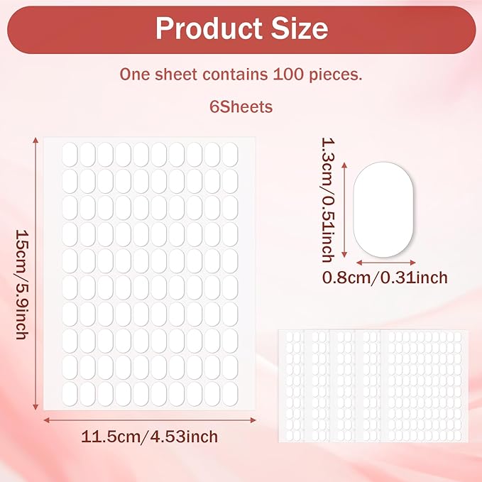 TIESOME 600 PCS False Tip Double Sided Adhesive Tapes, White Pre-Cut Nail Display Strips Press on Adhesive Tabs Nail Art Glue Stickers for Nails Art Holder Nails Display Book
