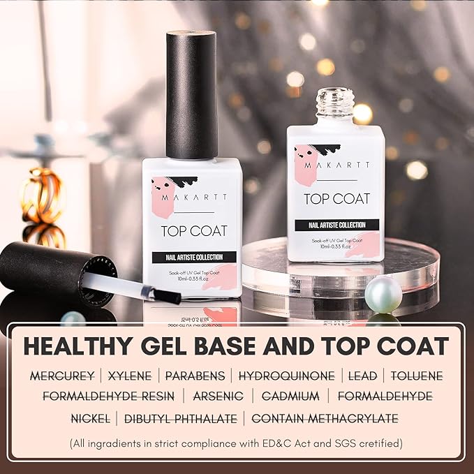 Makartt Poly Nail Gel 50ML White with Gel Top Coat Kit Bundle, Gel Builder for Nails Spring Summer Nail Extension Gel, Soak off UV LED Gel Nail Polish Top Coat