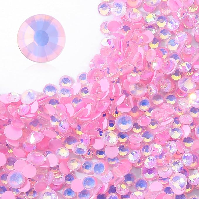 F Pink Flatback Rhinestones, Glass Rhinestones for Nail Art and Craft, Glue Fix, Loose Crystal Gemstones(F Pink, SS12, 1440pcs, 2.9-3.0mm)