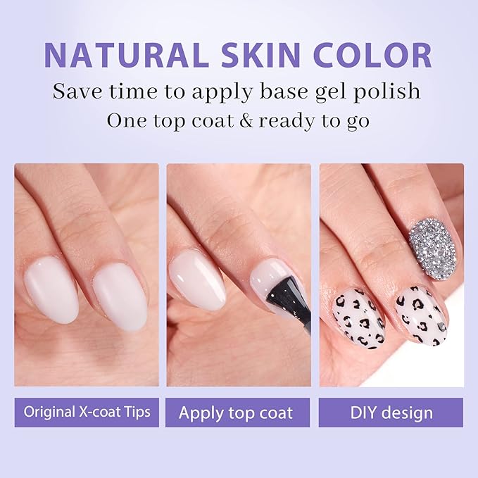 BTArtboxnails XS Short Almond Gel Nail Tips - Pre Colored Milky White Soft Gel Nail Tips, Milky White Press on Nails, Natural XCOATTIPS