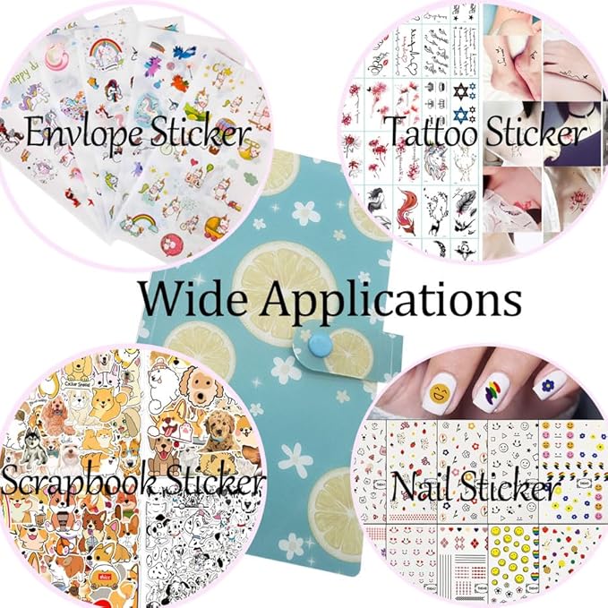 MIAO YUAN 4 PCS 120 slots (2.3×3.5") Nail Art Sticker Storage Books, Empty Collection Book for DIY Stickers, Nail Art Decal Display Set Transparent Collection Organizer - Fruit