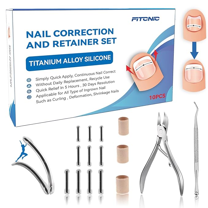 Titanium Ingrown Toenail Treatment,Ingrown Toenail Corrector for All Size Curve Correct, Nail Wraps & Nail Repair Products