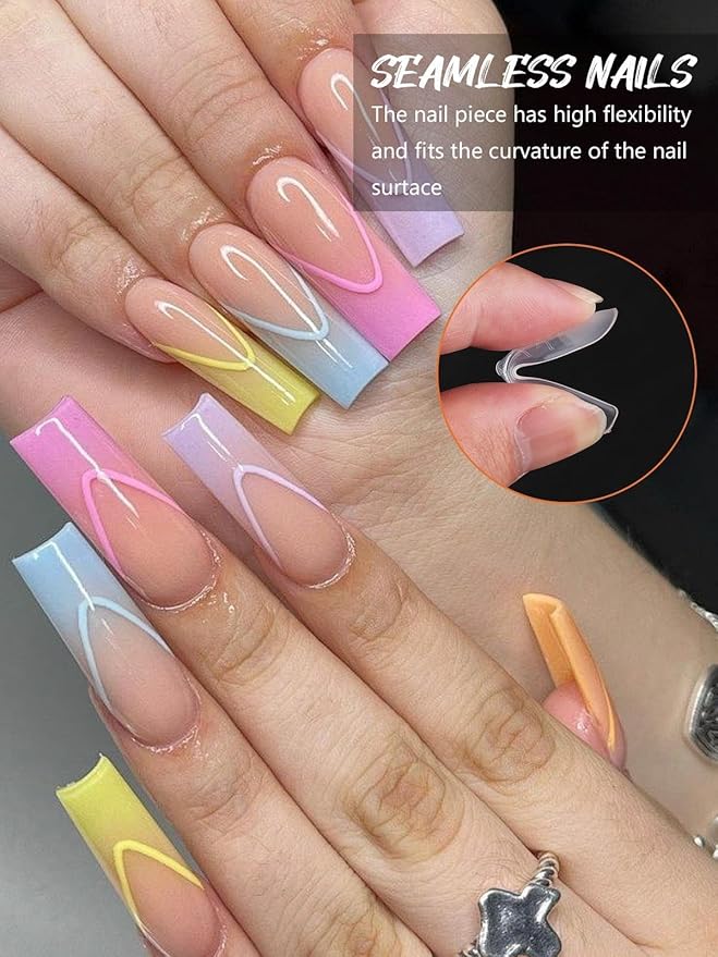 EBANKU 120PCS Dual Nail Forms Matte Poly Gel Nail Molds Square Full Cover Coffin Nail Tips Extension Forms 12 Sizes for Toenail Manicure Nail Art Design Salon&DIY