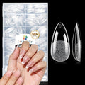 Medium Almond Nail Tips, 504pcs Soft Gel Pre-Filed Acrylic Almond Fake Nails, Half Matte Full Cover Clear Press on Flase Nail Tips for Nail Extension Home DIY 12 Sizes