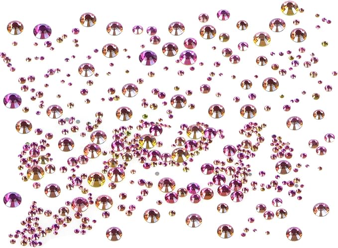5000Pcs Art Nail Rhinestones Non Hotfix Non-Magnetic Glue Fix Round Crystals Glass Flatback for DIY Jewelry Making with one Picking Pen (6-Sizes 5000PCS, Golden Rose)