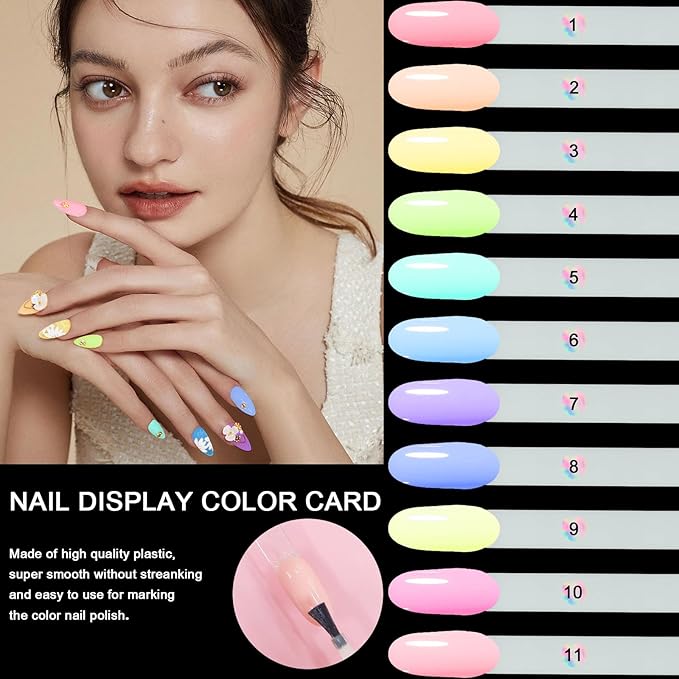 Allstarry 200 Pcs Natural Nail Swatch Sticks with Ring and Numbered Tips Roundhead Shaped Nail Art Polish Display Tips, False Nail Sample Sticks, Sacks of Nail Practice-Tips for Manicure