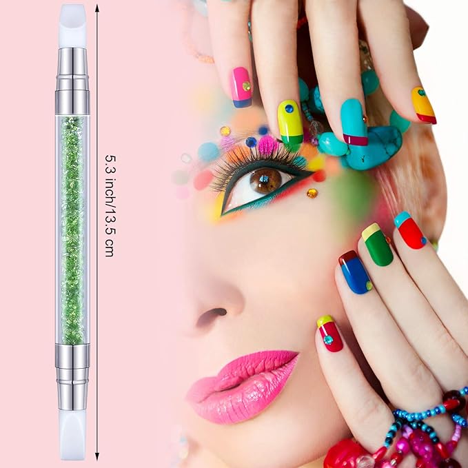 Maitys 10 Pieces Dual Tipped Silicone Nail Tools Nail Sculpture Pen Brushes Rhinestone Nail Polish Acrylic Carving Pen Silicone Head Manicure DIY Brush Dotting Tools Kit for Home Salon