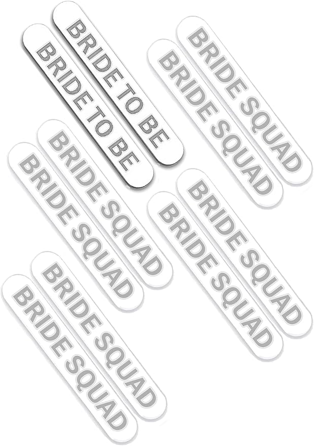 Bridal Survival Kit for Wedding Day - Set of 10 Silver Sparkle Bridal Party Nail Files (2) Bride to Be, (8) Bride Squad - Bulk Nail Kits for Party Favors - Emery Board (2BD8BSQ) SLV