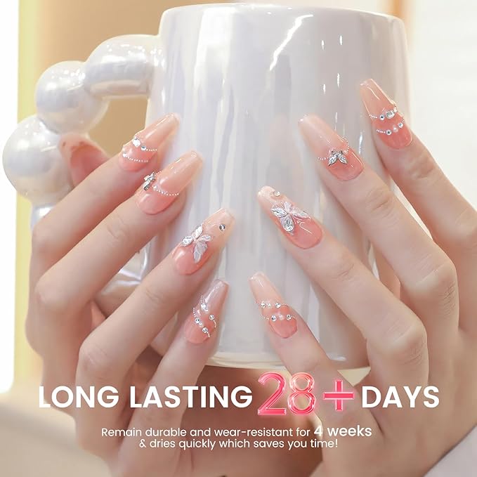 6PCS 18ml TPO Free Jelly Gel Nail Polish Set- Hema Free Milky White Pink Nude Soak off Gel Polish Set with Swatch Board - Same Color Same Bottle Gel Colors Nail Art Salon DIY at Home for Women Girl