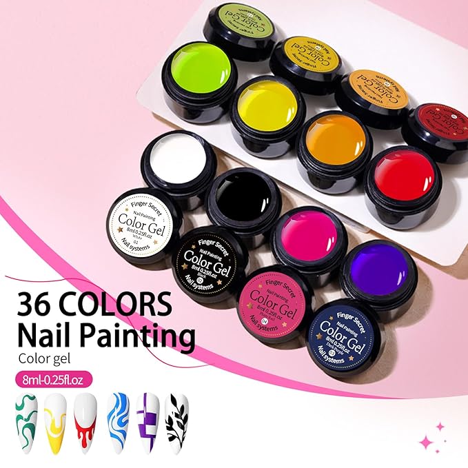 36 Colors Nail Painting Gel kit, Nail Paint for Nail Art Gel Polish For French Tip Tool Design For Home Salon DIY Nail Art,UV/LED Curing Required