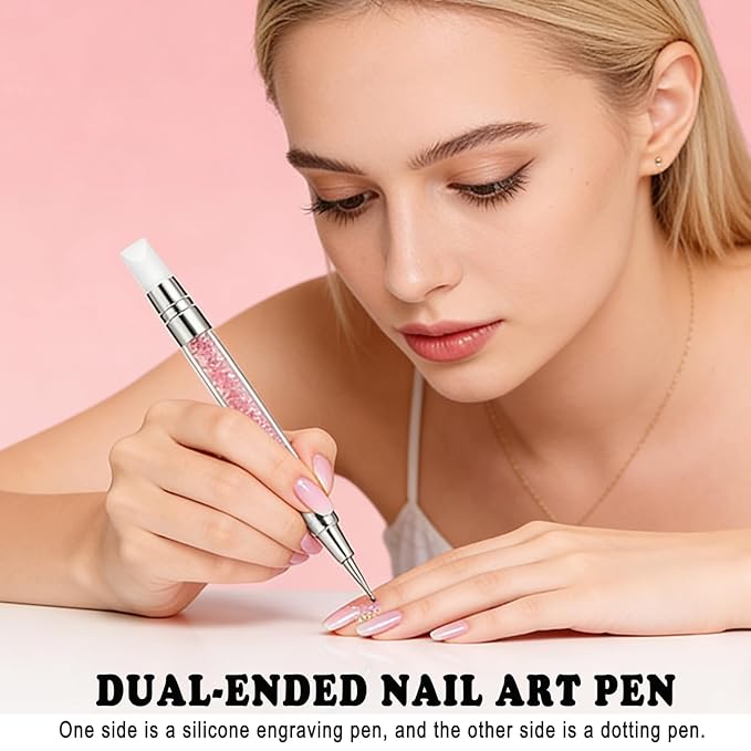 Nail Art Tools Set, Nail Stand, Nail Art Brushes, Nail Dotting Tool and Sculpture Pen, Nail Holder for Press on for Painting Practice, Nail Brushes for Nail Painting, Drawing, Sculpting