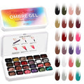 24 Colors Ombre Gel Nail Polish Set,Ombre Pigment for Nails,Gradient Painting Blooming Gel with 100Pcs Nail Sponges for 3D Gels Nail Art can be Painted in Salon or Home Use
