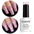 RARJSM Glitter Gel Polish Light Pink Reflective Holographic Gel Nail Polish 7.5ML 1Pcs Iridescent Shimmer L E D U V Soak Off Shining Sparkle Diamond Gel Polish Nail Art Manicure Salon DIY at Home