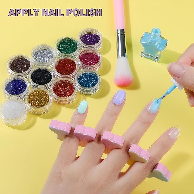 FANDAMEI Nail Kit for Girls, Press on Nails for Kids, Nail Polish Set for Girls, False Nail Tips for Kids, Nail Stickers for Kids, 3D Rhinestone Stickers Face Gems, Nail Glitter, Nail Art Tool Kit