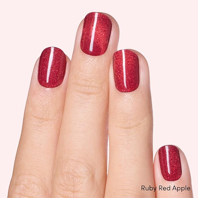 Dashing Diva Glaze Nail Strip Duo - Expensive Taste Collection - Ruby Red Apple & Ring The Alarm - Long Lasting, Chip Resistant, Semi-Cured Gel Nail Strips - Contains 2 Colors