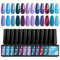 MTSSII Gel Nail Polish Set, 12PCS Violet Blue Gel Nail Polish Kit, Soak Off UV/LED Nail Polish Nail Art Design Salon Home Gifts for Women