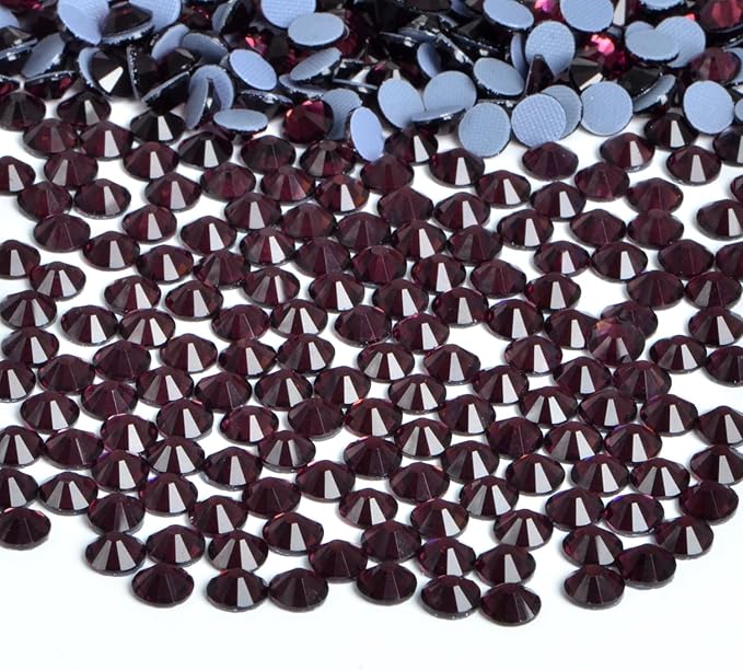 Bymitel Hotfix Crystal Rhinestones Round Gems Iron on DIY Jewelry Making Flat Back for Crafts,Amethyst, 3mm(SS12/2880pcs)