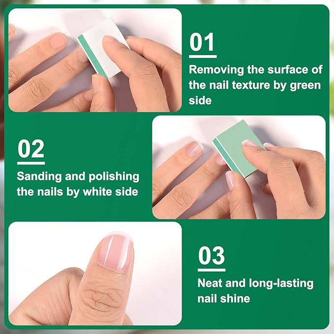 CGBE Nail Buffer Block and Shine Kit, 50 Count Mini Nail Buffer for Polishing Smooth and Shiny Natural Nails Fingernail Mini Buffer Nail File Smoother Buffer Block 1000/4000 Grit - Green