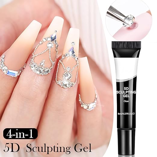 3pcs Nail Sculpting Gel | Clear 5D Fingernail Art Gel | 8ml Sculpting Molding Nail Glue for Beginner Professional Home Salon Wedding Halloween Christmas Party Girls