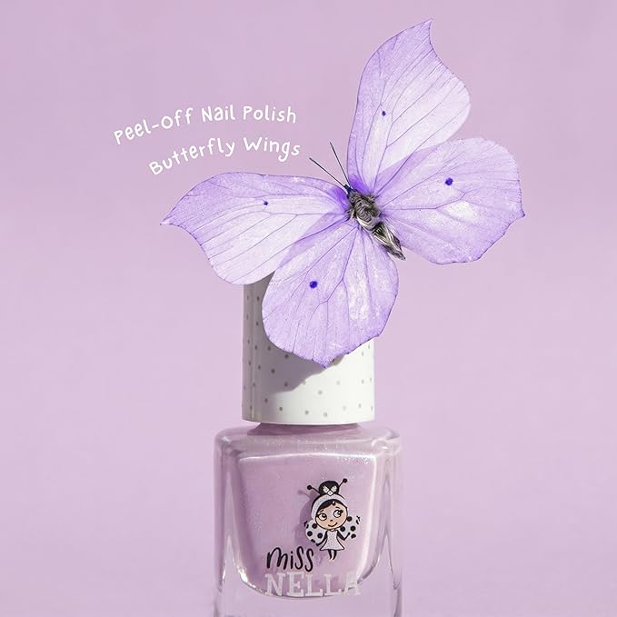 MISS NELLA PURPLE UNICORN- Peel Off, Odour Free, Water Base & Safe for kids nail polish pack OF 3- Sweet Lavender (glitter), Butterfly Wings (glitter) & Little Poppet