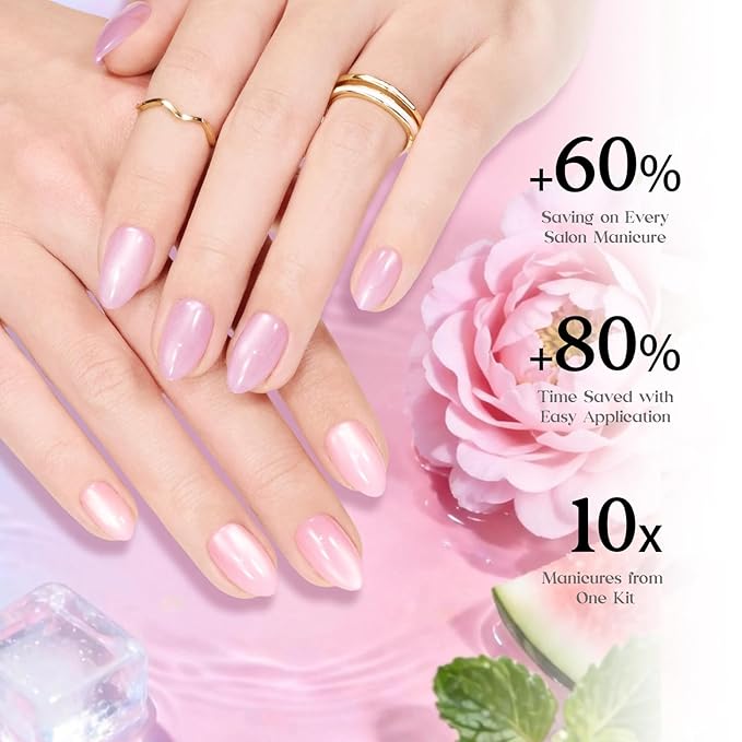 Beetles X Press Cat Eye Nails - Soda Aurora | 7 Colors Short Almond Press On Nails | 16 Sizes 224 Pcs Natural Salon Quality Soft Nail Gel Art DIY For Women